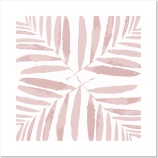 Geometric palm leaves pink on white , leaves, tropical , fall,  TeePublic Posters and Art